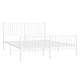 Metal Bed Frame without Mattress with Footboard White 150x200cm 350951