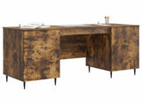 Desk with Shelf Smoked Oak 142.5 x 50 x 75 cm Engineered Wood 3414608