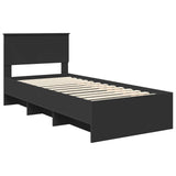 Bed Frame with Headboard Black 90 x 200 cm Engineered Wood 3408887