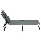 Folding Sun Lounger Grey Oxford Fabric&Powder-coated Steel 360178