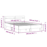 Bed Frame without Mattress Grey Sonoma 135x190 cm Double 3207446