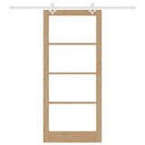 Sliding Door Natural 93 x 211 cm Solid Pine Wood and Glass 3332261
