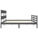 Bed Frame without Mattress Grey 200x200 cm Solid Wood 3195113