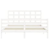 Bed Frame without Mattress White King Size Solid Wood 3193992