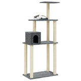Cat Tree with Sisal Scratching Posts Dark Grey 147 cm 171478