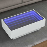 Coffee Table with LED White 90x50x30 cm Engineered Wood 847518