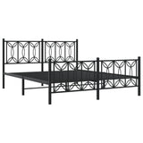 Metal Bed Frame without Mattress with Footboard Black 150x200cm 376148