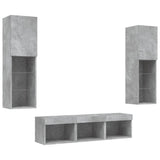 5 Piece TV Wall Units with LED Concrete Grey Engineered Wood 3216607