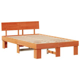 Bed Frame with Headboard Wax Brown 120 x 190 cm Solid Pine Wood 872580