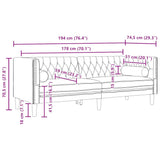 Sofa Light Grey 194 x 74.5 x 70.5 cm Velvet 42013022