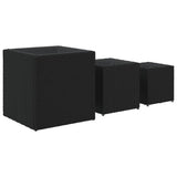 ZNTS Garden Planters 3 pcs Black Poly Rattan 366395