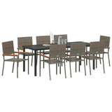 Garden Dining Set with Cushion 9 pcs Grey Poly Rattan 3379715