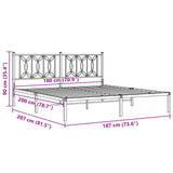 Metal Bed Frame without Mattress with Headboard Black 180x200cm 376132