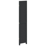 Room Divider 3 Panels Black Solid Wood Paulownia 358847