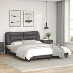 ZNTS Bed Frame with LED Lights Grey 160x200 cm Faux Leather 3213944