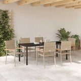 Garden Dining Set with Cushion 7 pcs Beige Poly Rattan 3379721