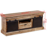 TV Cabinet with 2 Sliding Doors Solid Mango Wood 110x30x45 cm 244019
