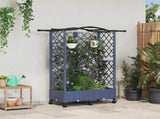 Raised Bed with Trellis and Roof Grey 124 x 40 x 129 cm PP 3423019