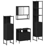 Bathroom Furniture Set 4 pcs Black Oak Engineered Wood 3334408
