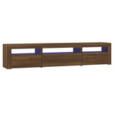 TV Cabinet with LED Lights Brown Oak 195x35x40 cm 3152745