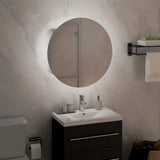 Bathroom Cabinet with Round Mirror&LED White 40x40x17.5 cm 345579