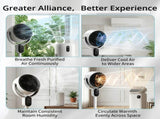 UK Standard FKYT-L18XH5R 2-in-1 Air Circulator Fan, 220V 40W, Black & White ABS Body, Copper-clad 36804356