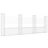 U-shape Gabion Basket with 4 Posts Iron 380x20x150 cm 151284