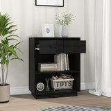 Console Cabinet Black Solid Pine Wood Medium Console Cabinet 813838