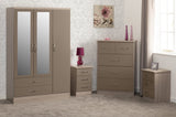 ZNTS Nevada 3 Door 2 Drawer Mirrored Wardrobe Bedroom Set 100-108-032