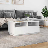 Coffee Table with LED Lights White 90x49x40 cm 839833