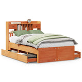 Bookcase Bed without Mattress Wax Brown 135x190 cm Double Solid Wood Pine 3308977