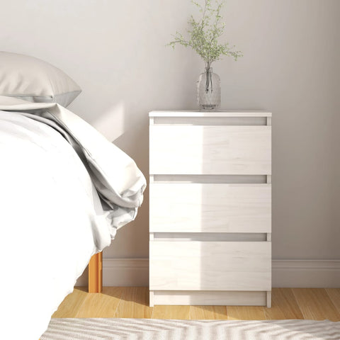 Bedside Cabinet White 40x29.5x64 cm Solid Pine Wood 808085