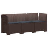 3-Seater Garden Sofa with Cushions Rattan Look PP Brown 3443825