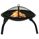 2-in-1 Fire Pit and BBQ with Poker 56x56x49 cm Steel 313352