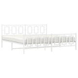 Metal Bed Frame without Mattress with Footboard White 193x203cm 374314
