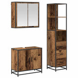 Bathroom Furniture Set with Door 3 pcs Old Wood Engineered Wood 3402326