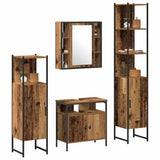Bathroom Furniture Set with Door 4 pcs Old Wood Engineered Wood 3332593