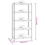 5-Layer Heavy-duty Shelf Grey Steel&Engineered Wood 152879