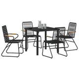 Garden Dining Set 5 pcs Black Powder-Coated Steel 3379171