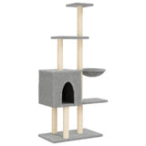 Cat Tree with Sisal Scratching Posts Light Grey 145 cm 172095