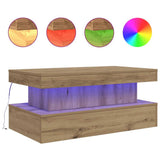 Coffee Table with LED Lights Artisian Oak 90x50x40 cm 857715