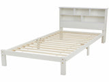 Bed with Shelves, White Wooden Storage Bed, Underbed Drawer - 3FT Single Frame Only WF290549AAW