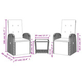3 Piece Garden Dining Set with Cushions Grey Poly Rattan 3277627