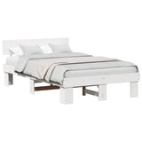 Bed Frame with Headboard White 135 x 190 cm Solid Pine Wood 872576