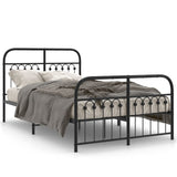 Metal Bed Frame without Mattress with Footboard Black 120x190cm 376615