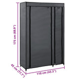 282423 Folding Wardrobe Grey 110x45x175 cm Fabric