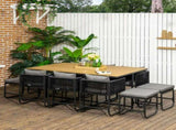 10 Seater Rattan Cube Garden Furniture Set, Rattan Dining Set with Cushions, Outdoor Dining Table T3398P318626
