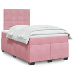 ZNTS Box Spring Bed with Mattress Pink 120x190 cm Small Double Velvet 3290863
