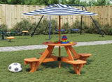 Picnic Table for 4 Kids with Umbrella Round Solid Wood Fir 3281624