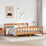 Bed Frame with Headboard without Mattress Wax Brown 180x200 cm Super King 3306601